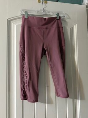 lululemon athletica Mauve Pink Crop Leggings with Side Lattice Detail